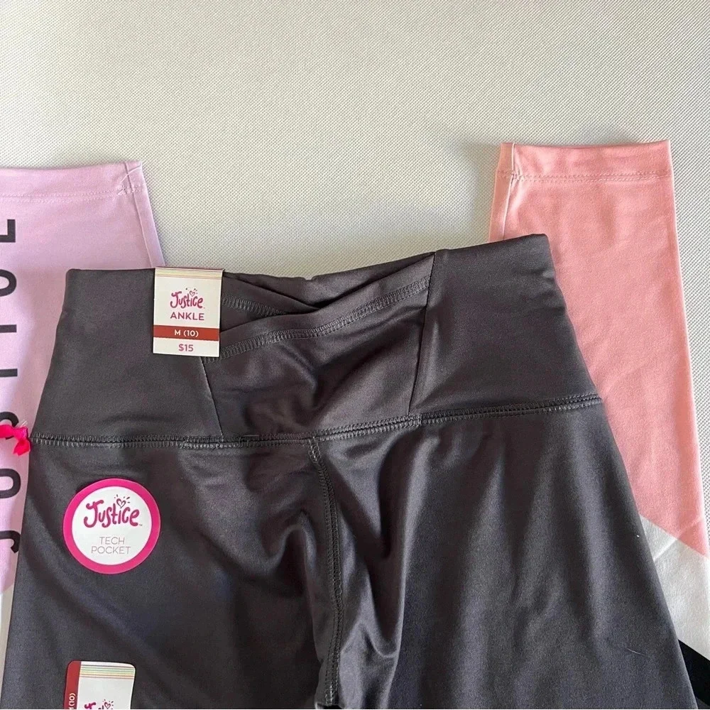 Justice Ankle Girls Collection X Color-blocked Leggings Size Medium (10) Coal